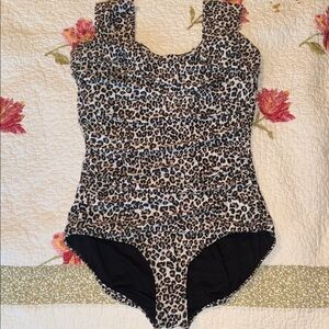 Albion Women’s One Piece Ruched Leopard Print Swimsuit